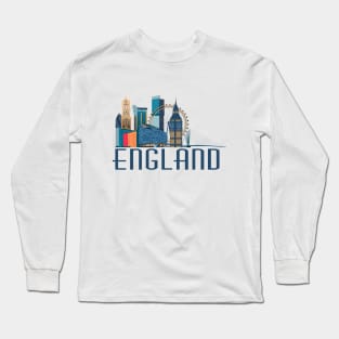 London skyline ,trip, travel, tourist , England lover design Long Sleeve T-Shirt